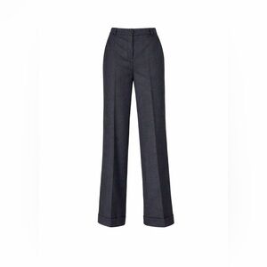 J.Crew Wool Blend Pinstripe‎ Wide Leg Cuffed Trousers Size 2
